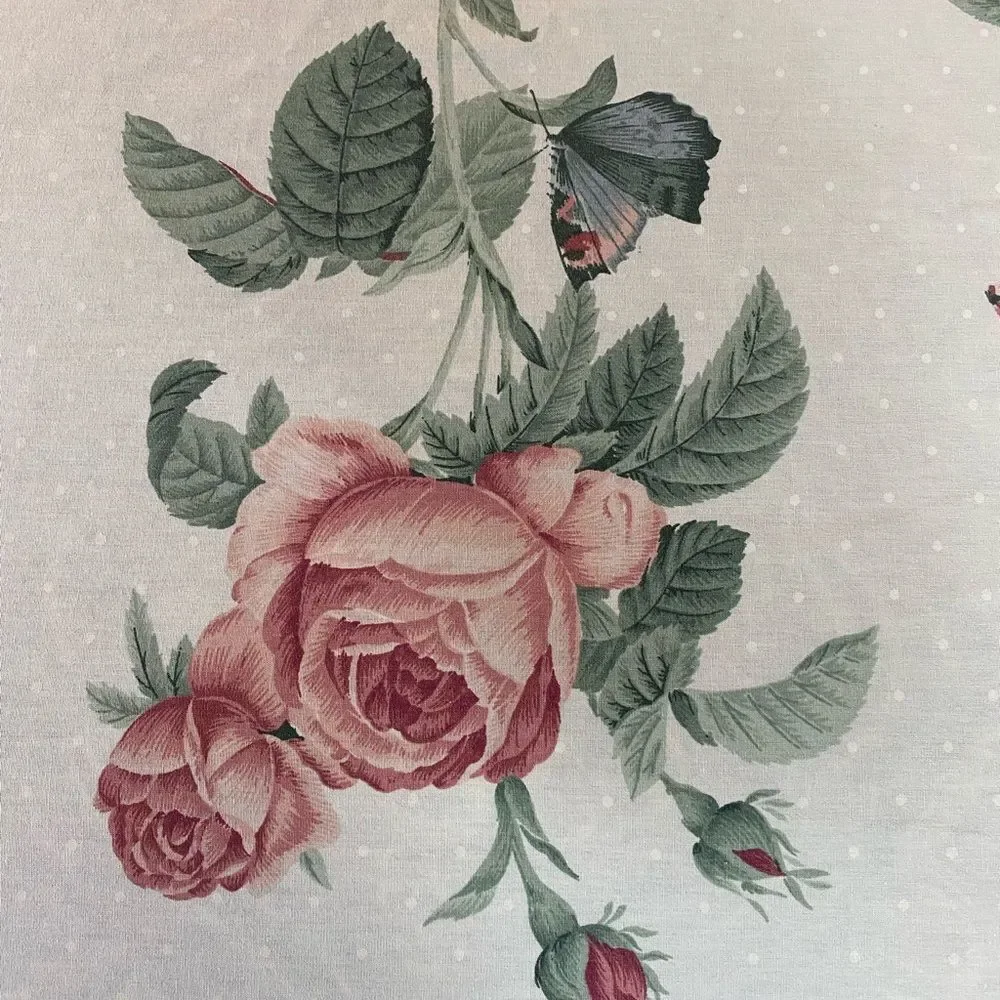Vintage 70s Flat Sheet roses floral Cottagecore